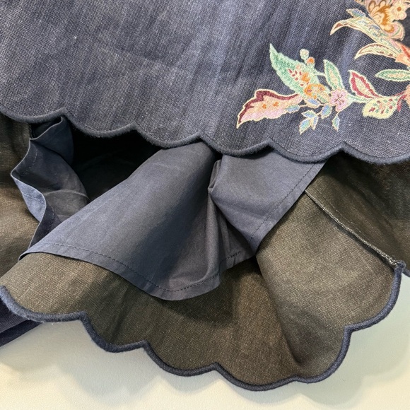 Zimmermann Rhiannon Tuck Paisley Linen Shorts Women 12 US Navy Floral High Waist - Picture 8 of 17